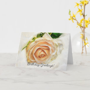 Blush Pink Rose Artsy Flower Verjaardag Kaart