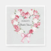 Blush Pink Rose Bloemen Hart Vrijgezellenfeest Servet (Voorkant)