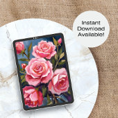 Blush Pink Rose Bouquet Geschilderd Poster