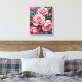Blush Pink Rose Bouquet Painting Canvas Afdruk (Insitu (Slaapkamer))