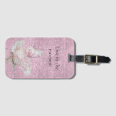 Blush Pink Rose Butterfly Sparkle  Bagagelabel (Voorkant (horizontaal))