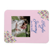 Blush Pink Rose Custom Foto Opslaan van de Datum Magneet (Horizontaal)