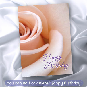 Blush Pink Rose Elegant Script Boho Happy Birthday Kaart