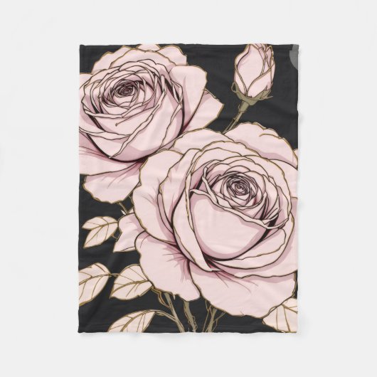 Blush Pink Rose Floral Fleece Blanket (Voorkant)