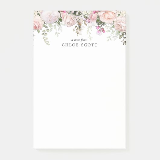 Blush Pink Rose Floral gepersonaliseerd Post-it® Notes (Voorkant)