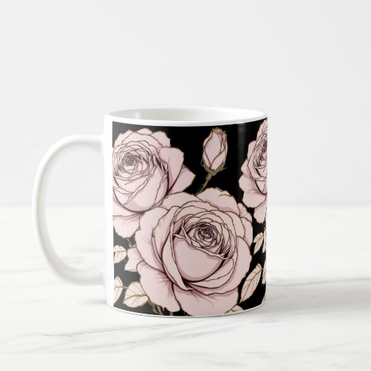Blush Pink Rose Floral Mug (Gauche)
