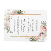 Blush Pink Rose Floral Save the Date Magneet (Horizontaal)