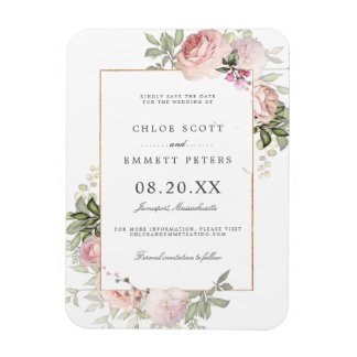 Blush Pink Rose Floral Save the Date Magneet
