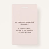 BLUSH PINK ROSE FLORAL STUDENT TEACHER HALL PASS BADGE (Achterkant)