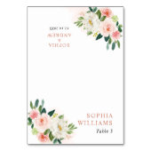 Blush Pink Rose Flowers Trouwtafel Kaart (Voorkant)
