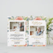 Blush Pink Rose Funeral Programme | Dienstenvolgor (Staand voorkant)