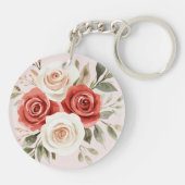 Blush Pink Rose Gekleurde Zonnebril Sleutelhanger (Achterkant)
