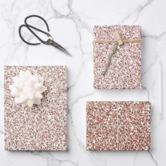 Blush Pink Rose Glitter Inpakpapier Vel (Voorkant)