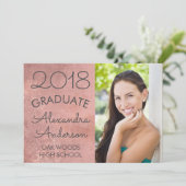 Blush Pink Rose Gold Afstuderen aangekondigd Kaart (Staand voorkant)