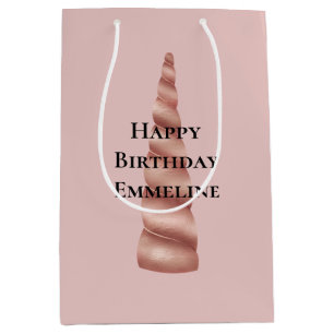 Blush Pink Rose Gold Glam Eenhoorn Verjaardag Medium Cadeauzakje