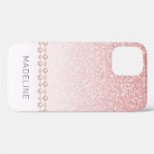 Blush Pink Rose Gold Glitter Rhinestone Naam Case-Mate iPhone Case (Achterkant (horizontaal))