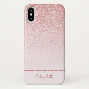 Blush Pink Rose Gold Glitter Stripe gepersonalisee iPhone X Hoesje
