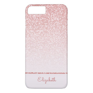 Blush Pink Rose Gold Glitter Stripe gepersonalisee iPhone 8 Plus / 7 Plus Hoesje