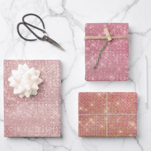 Blush Pink Rose Gold Glitzy Chic Glam Sparkle Inpakpapier Vel