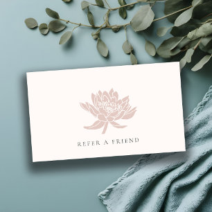 BLUSH PINK ROSE GOLD LOTUS FLORAL REFER A FRIEND VISITEKAARTJE