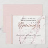 BLUSH PINK ROSE GOLD MARBLE TEXTURE GRAND OPENING KAART (Voorkant / Achterkant)