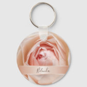 Blush Pink Rose Gold | Roos bloem Sleutelhanger (Achterkant)