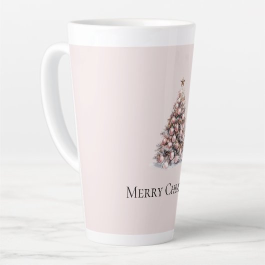 Blush Pink Rose Goud Witte Kerstboom Latte Mok (Linkerhoek)