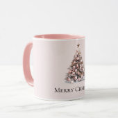 Blush Pink Rose Goud Witte Kerstboom Mok (Voorkant links)
