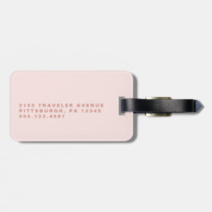 Blush pink rose monogram bagagelabel