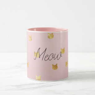 Blush Pink Rose Ombre Gouden Katten Mok
