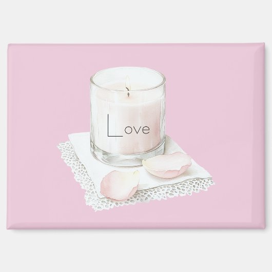 Blush pink rose petals candle magneet (Voorkant)