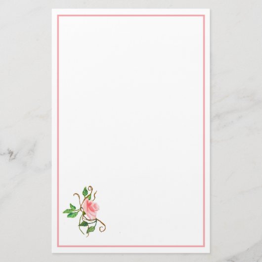 Blush Pink Rose Stationery Briefpapier (Voorkant)