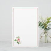 Blush Pink Rose Stationery Briefpapier (Staand voorkant)