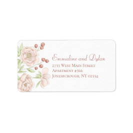 Blush Pink Rose Wedding Address Labels