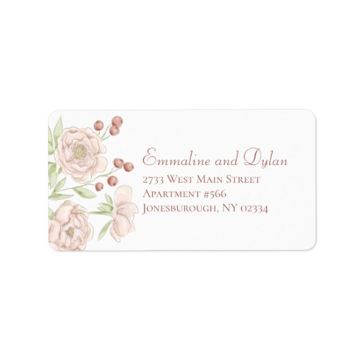 Blush Pink Rose Wedding Address Labels (Voorkant)