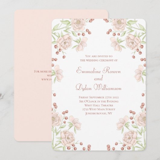 Blush Pink Rose Wedding Kaart (Voorkant / Achterkant)