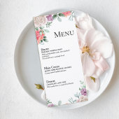Blush Pink Rose Wedding Menu Card