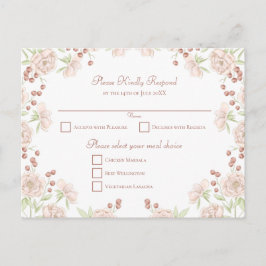 Blush Pink Rose Wedding RSVP Feestdagenkaart