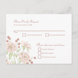 Blush Pink Rose Wedding RSVP Modern Reply Feestdagenkaart