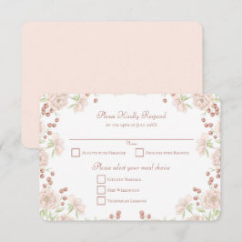 Blush Pink Rose Wedding RSVP Reply Kaart