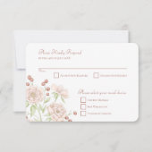 Blush Pink Rose Wedding RSVP Reply Modern Kaart (Voorkant)