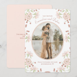 Blush Pink Rose Wedding Save the Date Kaart