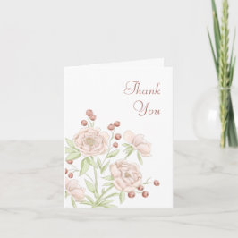Blush Pink Rose Wedding Thank You Cards Modern