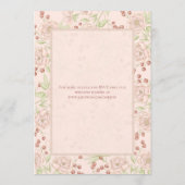 Blush Pink Rose Wedding Vintage Kaart (Achterkant)