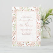 Blush Pink Rose Wedding Vintage Kaart (Staand voorkant)
