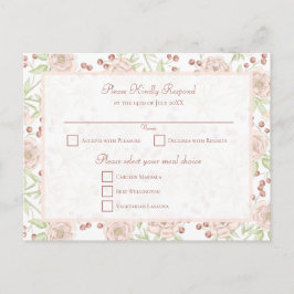 Blush Pink Rose Wedding Vintage RSVP Feestdagenkaart