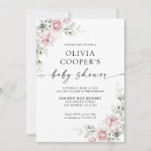 Blush Pink Roses Baby shower Invitation Kaart (Voorkant)