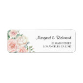 Blush Pink Roses Elegant Wedding Retour Adres Etiket (Voorkant)
