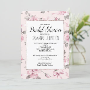 Blush Pink Roses Floral & Bows Vrijgezellenfeest Kaart