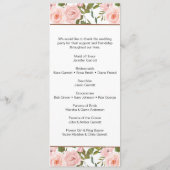 Blush Pink Roses Floral Wedding Programme Programma (Achterkant)